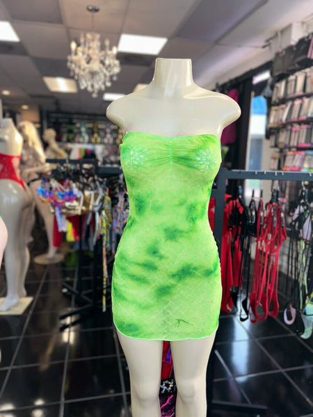Green Tie-Dye Tube Dress
