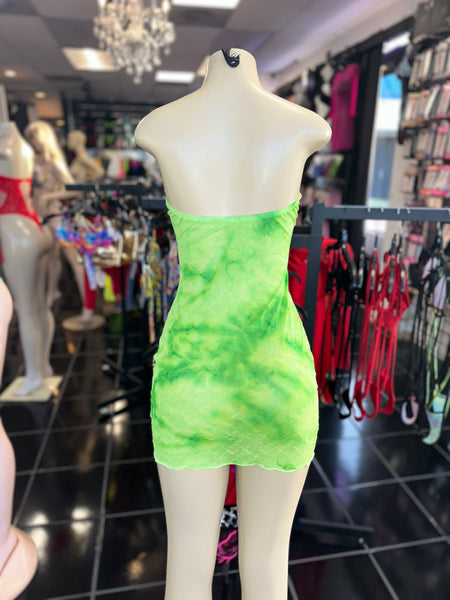 Green Tie-Dye Tube Dress