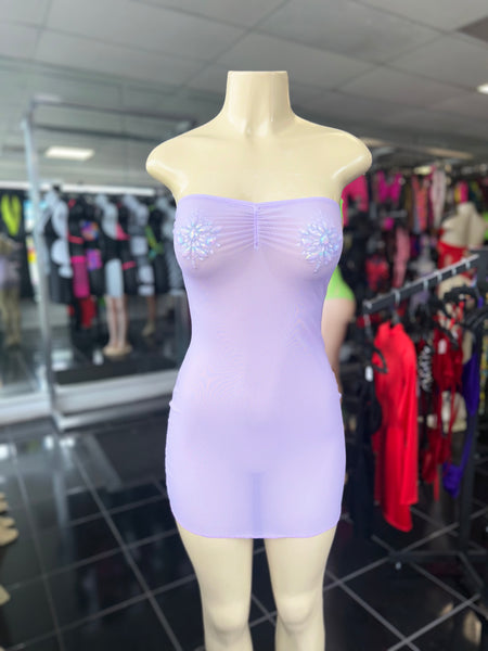 Lavender Mesh Tube Dress