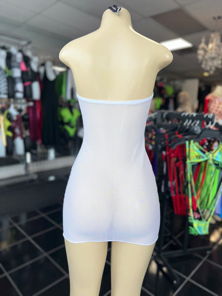 White Mesh Tube Dress