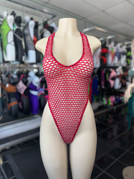 Cherry Red Fishnet X Back