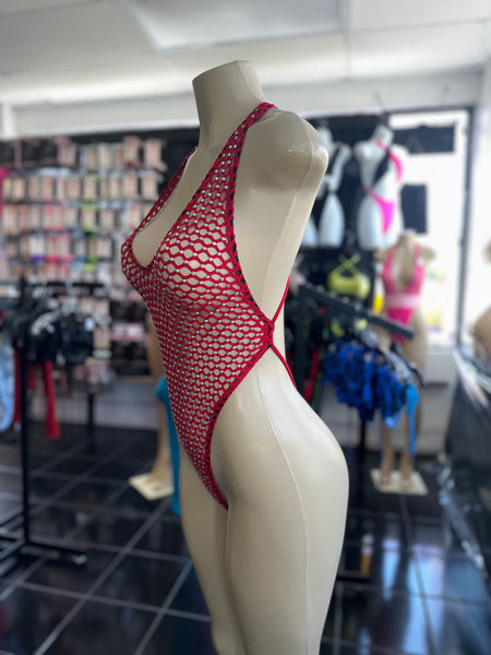 Cherry Red Fishnet X Back