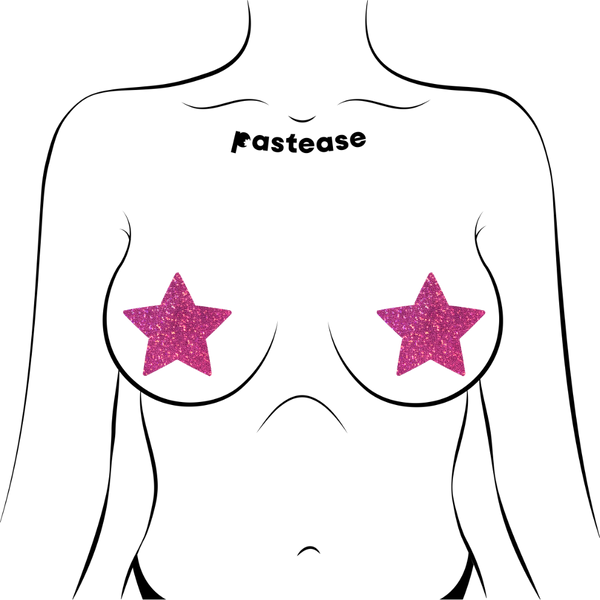 Hot Pink Glitter Star Nipple Cover
