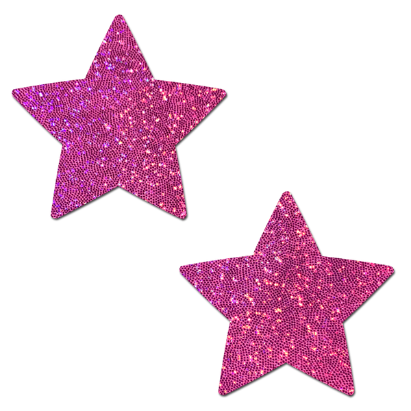 Hot Pink Glitter Star Nipple Cover
