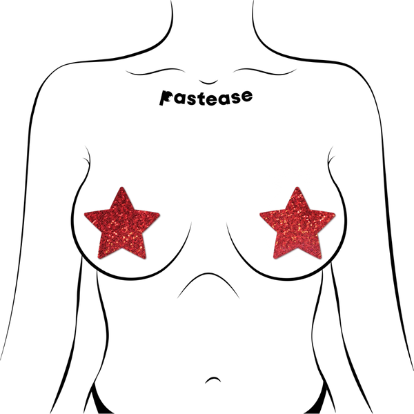 Red Glitter Star Nipple Cover