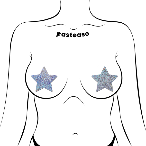 Silver Glitter Star Nipple Cover