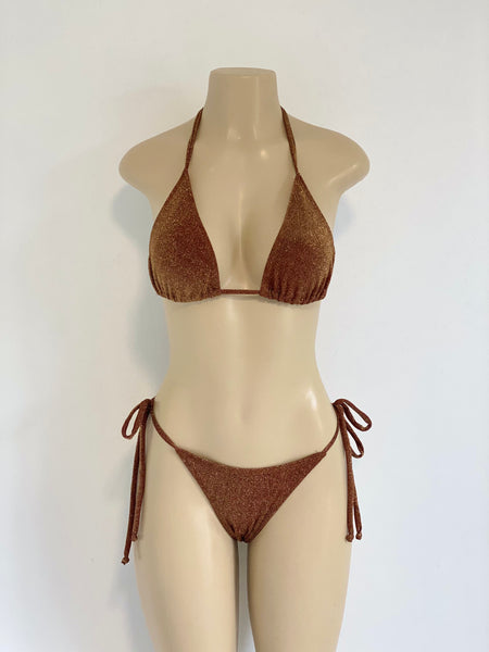 Chocolate/Gold Glitter Bikini Set