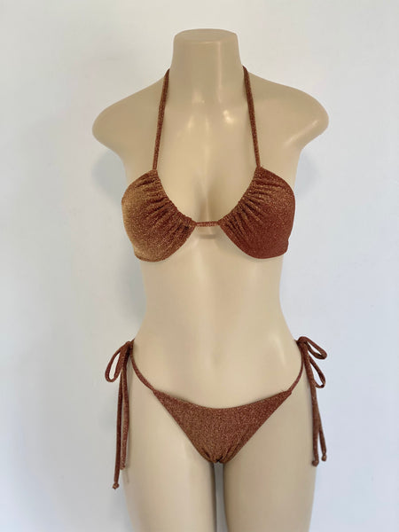 Chocolate/Gold Glitter Bikini Set