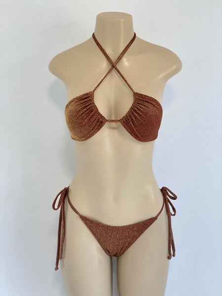 Chocolate/Gold Glitter Bikini Set