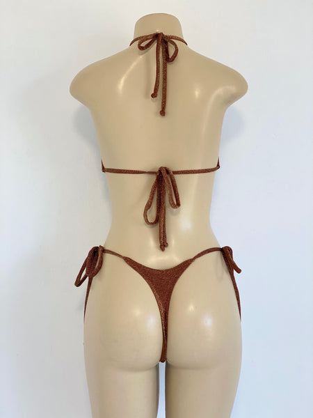 Chocolate/Gold Glitter Bikini Set