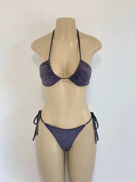 Charcoal Grey Glitter Bikini Set