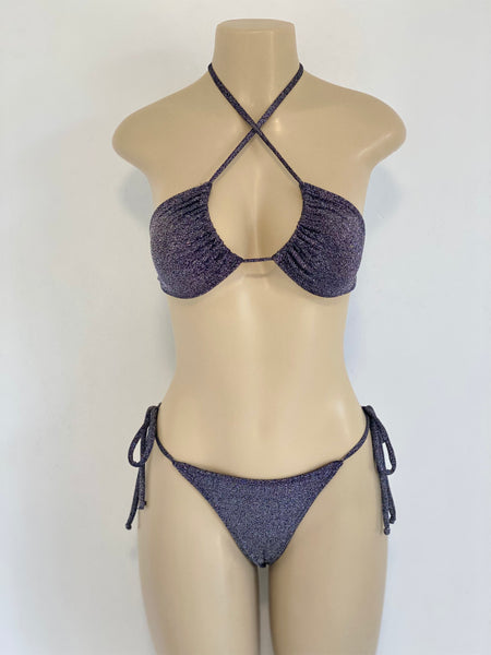 Charcoal Grey Glitter Bikini Set