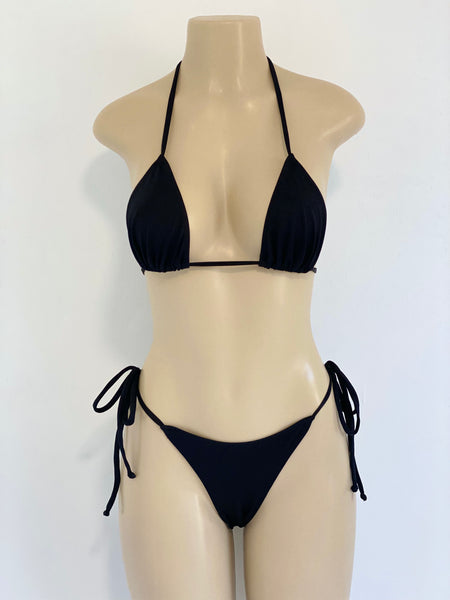 Black Bikini Set Thong Bottom