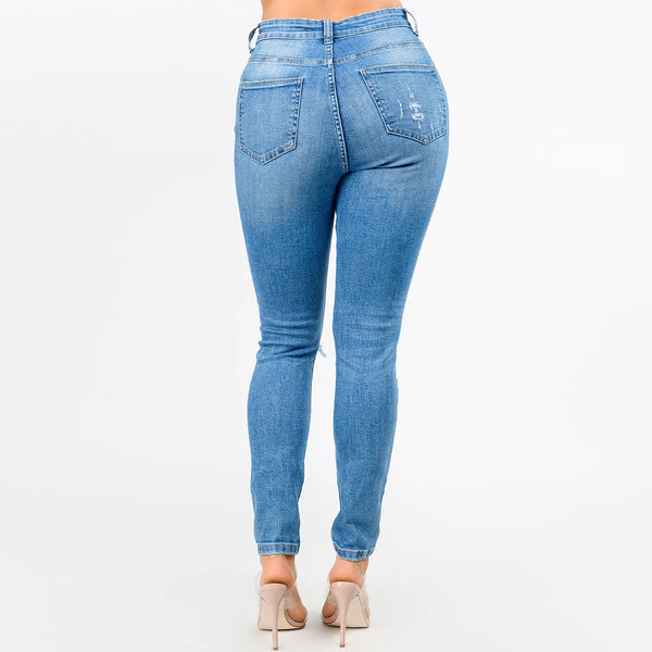 Distressed High Waist Skinny Jeans