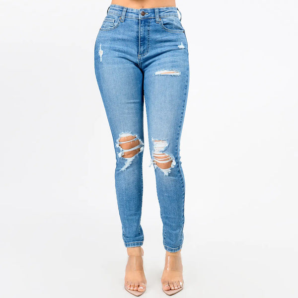 Distressed High Waist Skinny Jeans