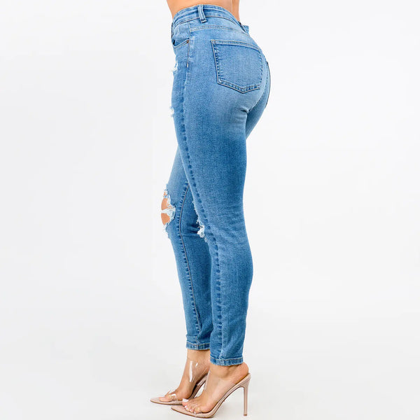 Distressed High Waist Skinny Jeans