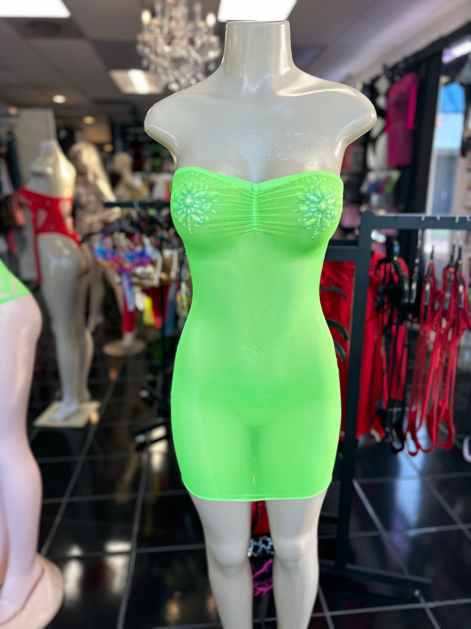 Lime Green Mesh Dress D'Perrotti Lime Green Mesh Dress D'Perrotti