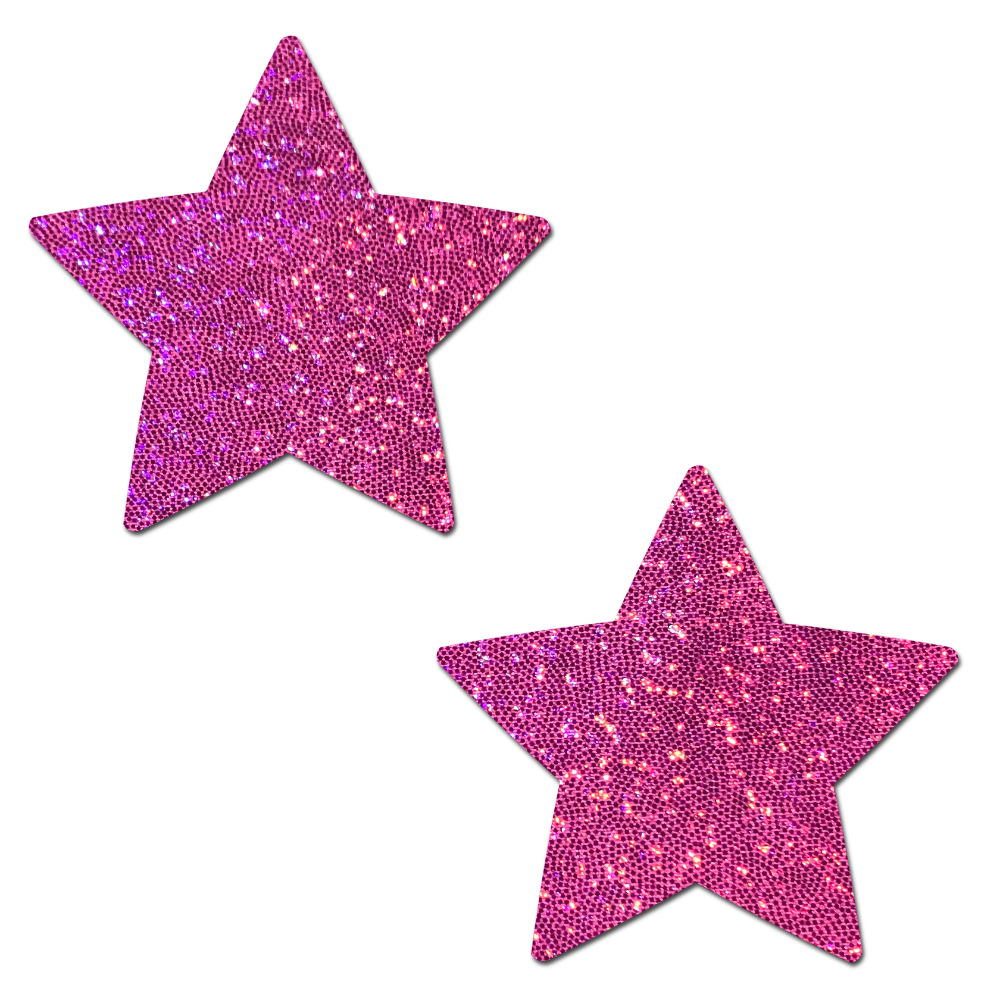 Hot Pink Glitter Star Nipple Cover