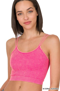 Neon Coral Fuchsia String Crop Top
